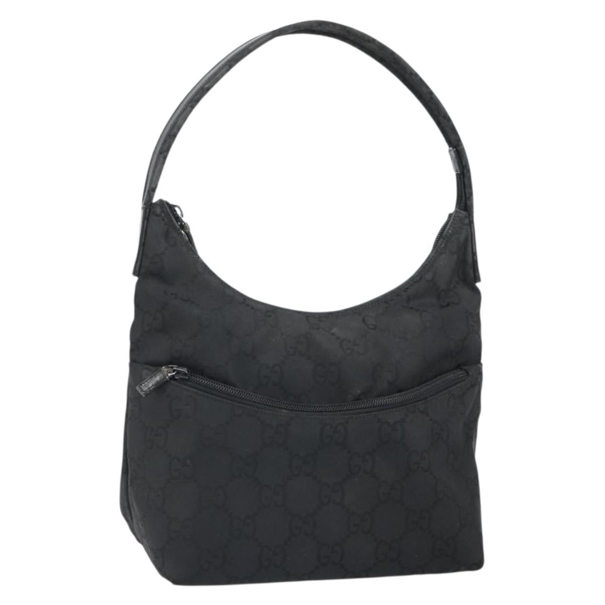 GUCCI GG Canvas Shoulder Bag Nylon Black Silver 001 3386 Auth ep12794