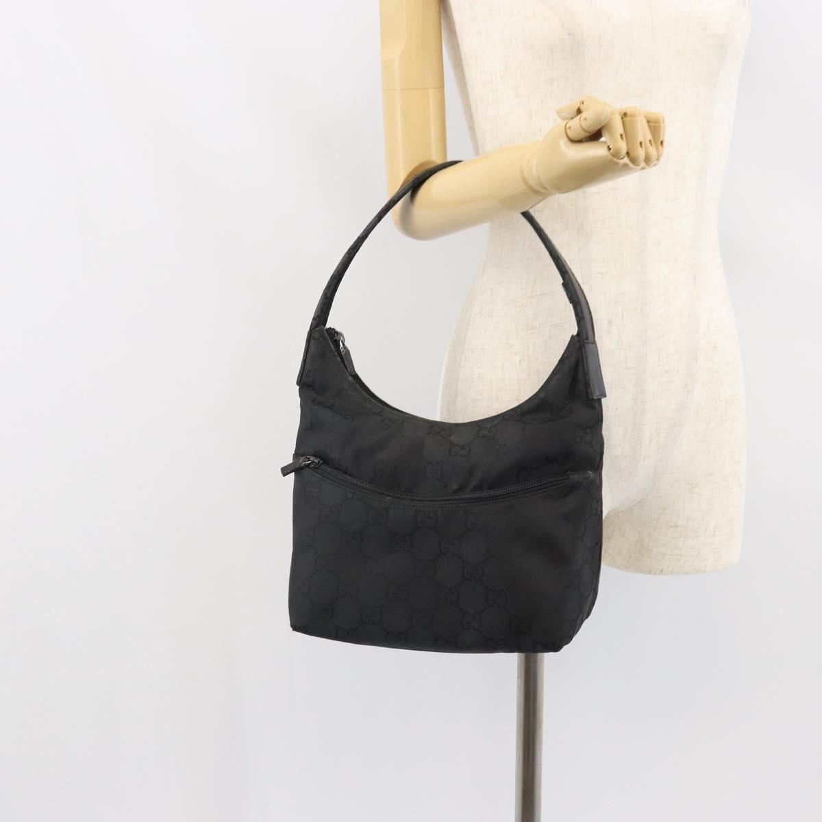 GUCCI GG Canvas Shoulder Bag Nylon Black Silver 001 3386 Auth ep12794