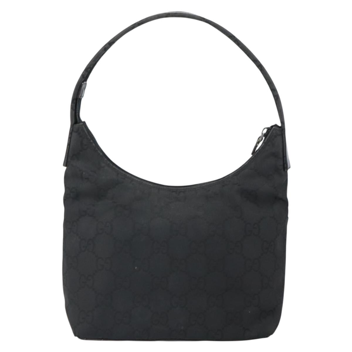GUCCI GG Canvas Shoulder Bag Nylon Black Silver 001 3386 Auth ep12794
