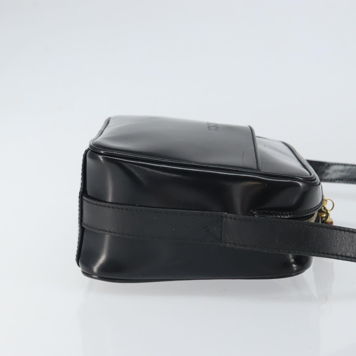 GUCCI Shoulder Bag Patent leather Black Gold 001 1705 1668 Auth ep12802