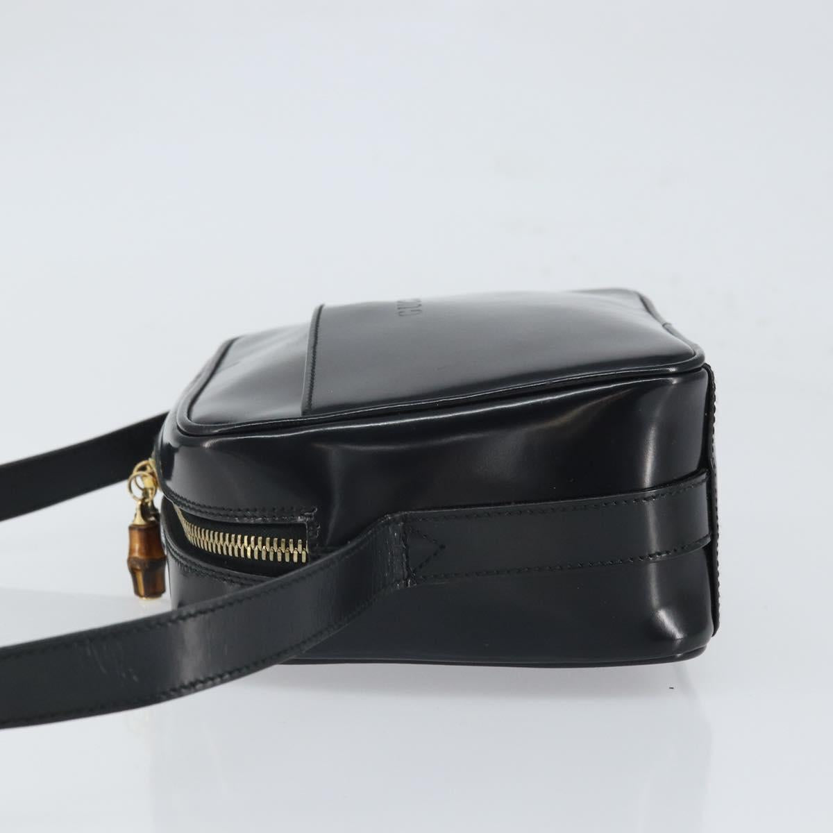 GUCCI Shoulder Bag Patent leather Black Gold 001 1705 1668 Auth ep12802