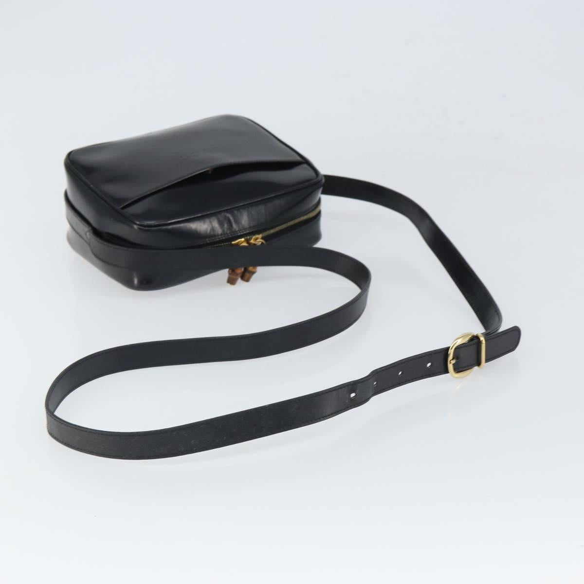 GUCCI Shoulder Bag Patent leather Black Gold 001 1705 1668 Auth ep12802