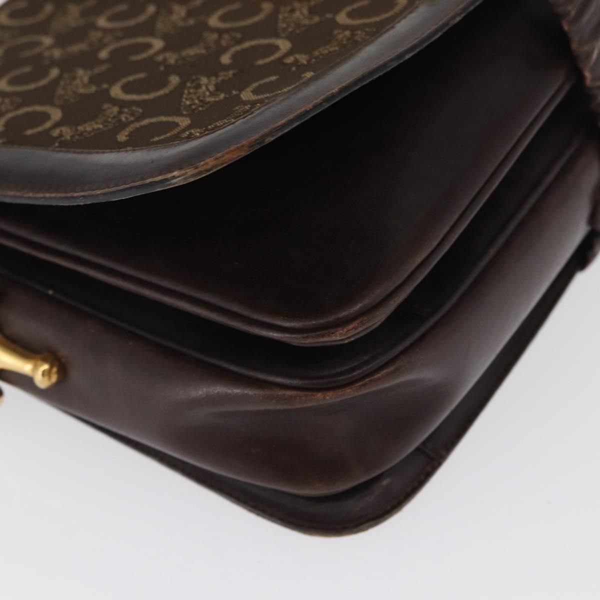 CELINE C Sulky Shoulder Bag Canvas Brown Gold Auth ep12803