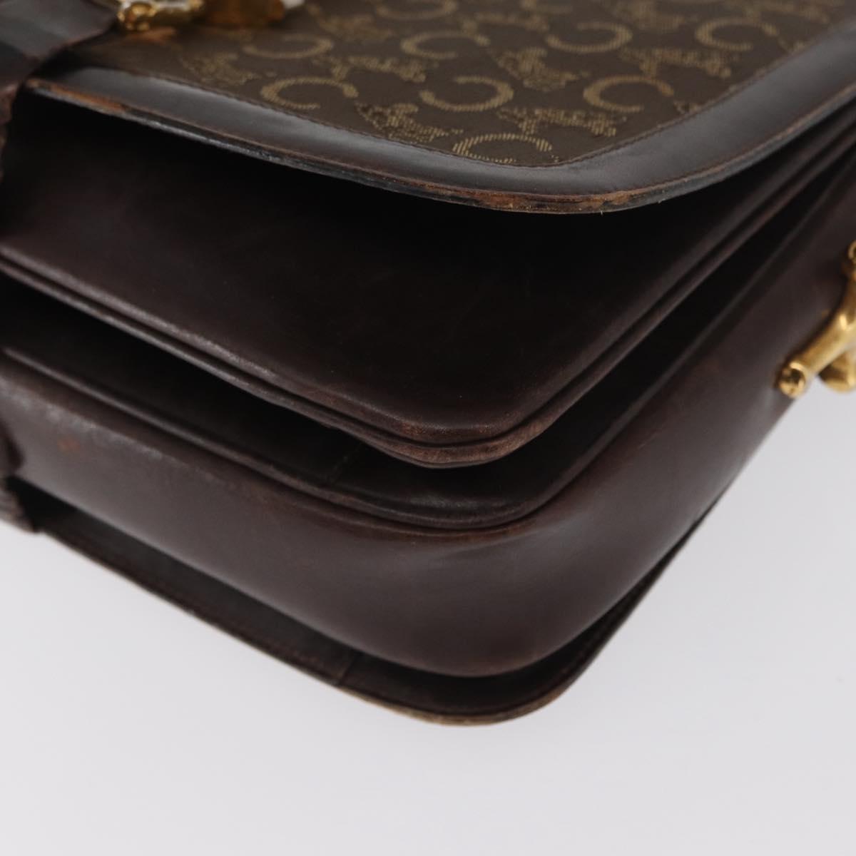 CELINE C Sulky Shoulder Bag Canvas Brown Gold Auth ep12803