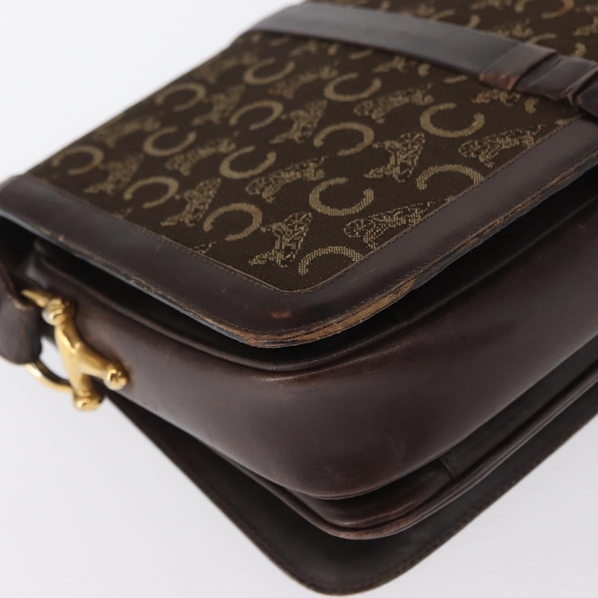 CELINE C Sulky Shoulder Bag Canvas Brown Gold Auth ep12803