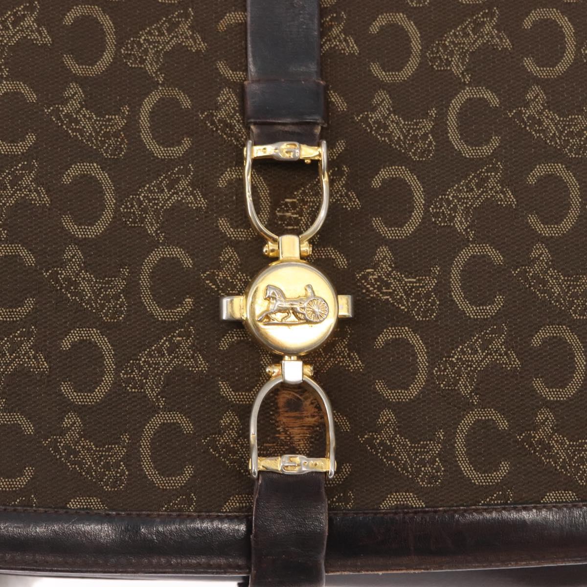 CELINE C Sulky Shoulder Bag Canvas Brown Gold Auth ep12803