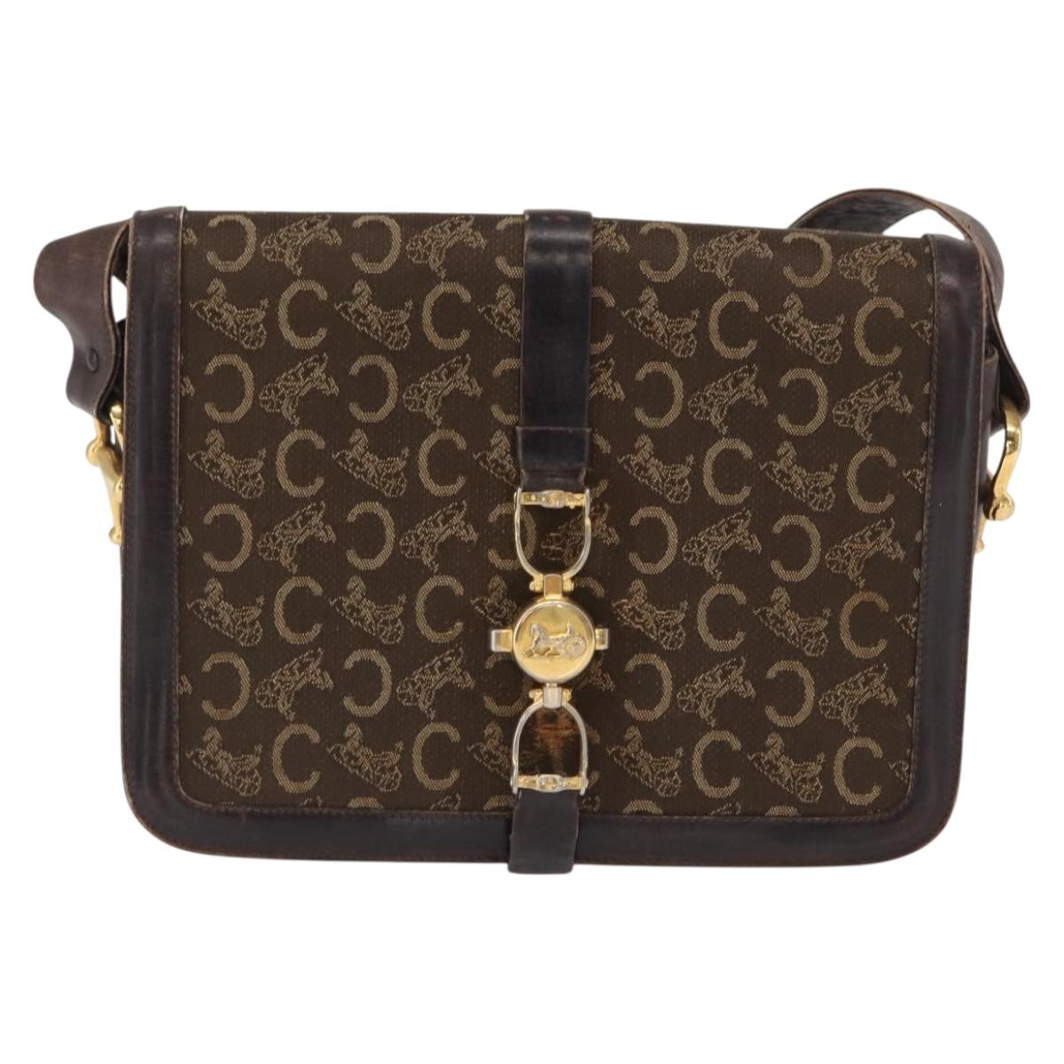 CELINE C Sulky Shoulder Bag Canvas Brown Gold Auth ep12803