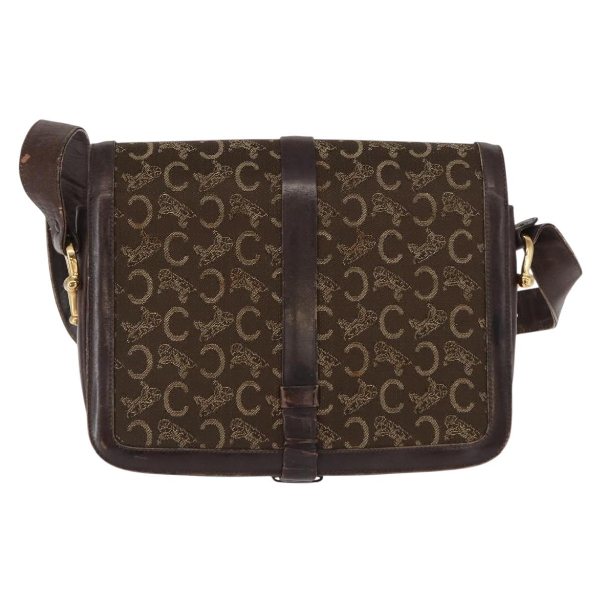 CELINE C Sulky Shoulder Bag Canvas Brown Gold Auth ep12803