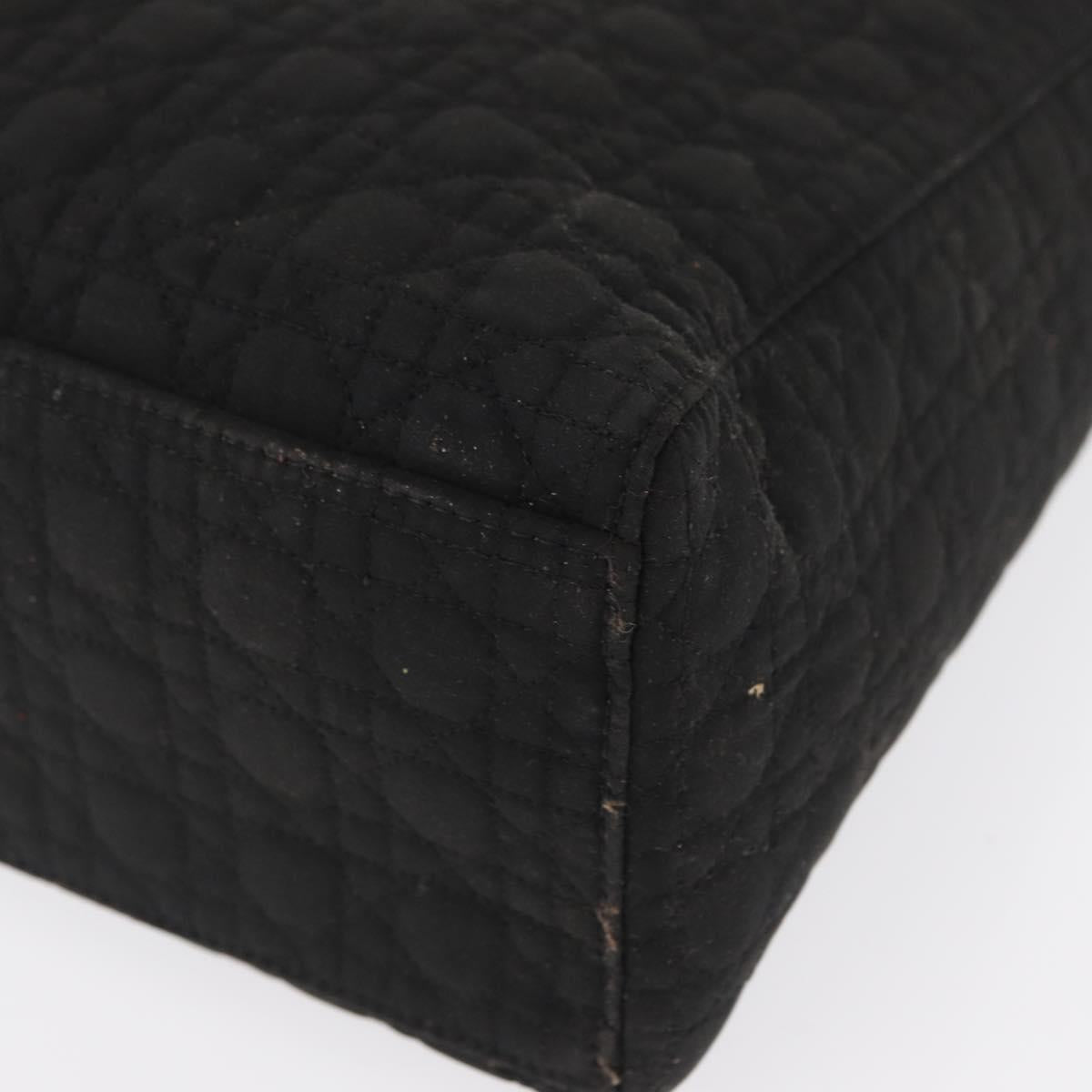 Christian Dior Lady Dior Canage Hand Bag Nylon Black Gold Auth ep12805