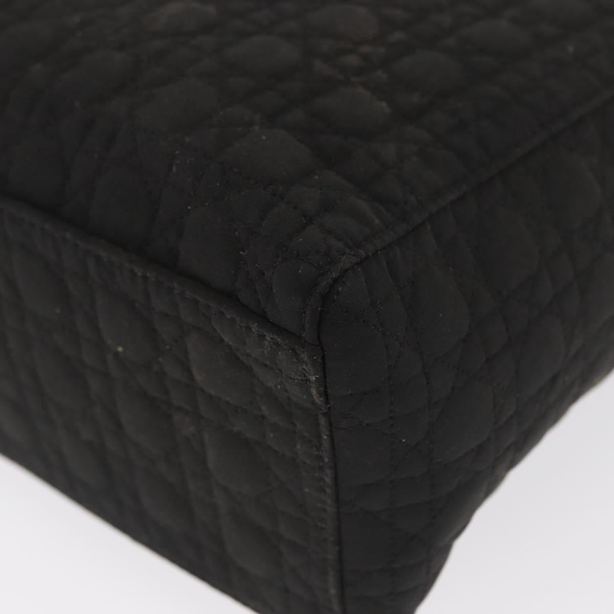 Christian Dior Lady Dior Canage Hand Bag Nylon Black Gold Auth ep12805