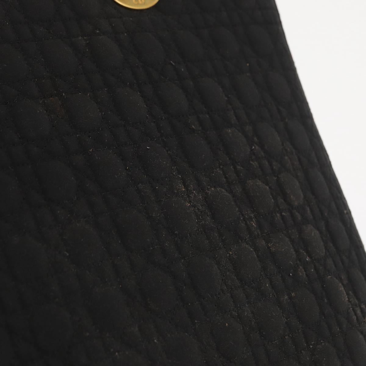 Christian Dior Lady Dior Canage Hand Bag Nylon Black Gold Auth ep12805