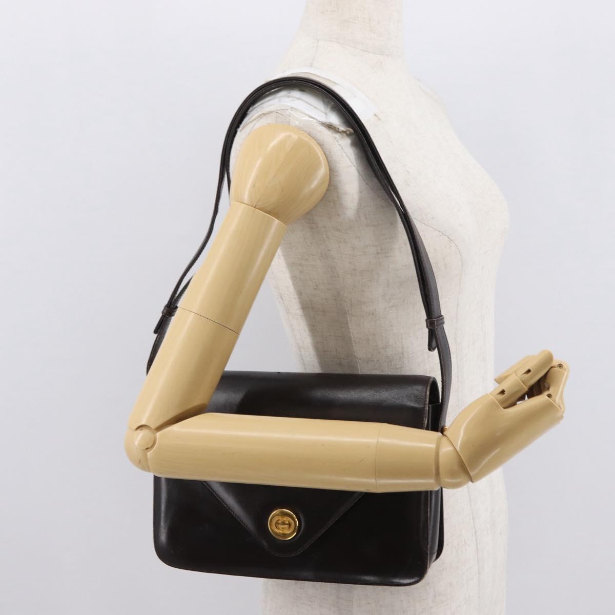 GUCCI Shoulder Bag Leather Brown Gold 001 406 0622 Auth ep12806