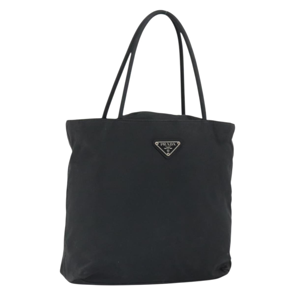 PRADA Hand Bag Nylon Black Silver Auth ep12808