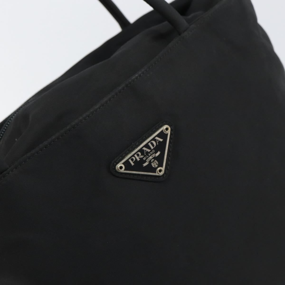 PRADA Hand Bag Nylon Black Silver Auth ep12808