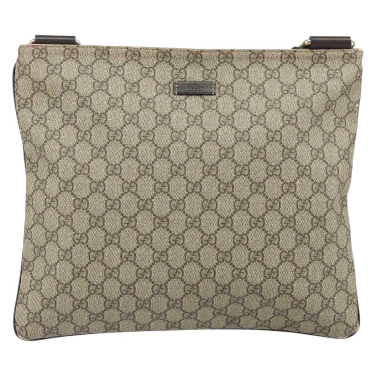 GUCCI GG Supreme Shoulder Bag PVC Beige Gold 201446 Auth ep12814