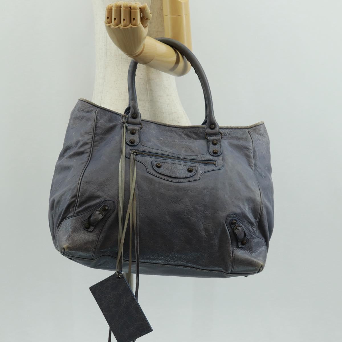 BALENCIAGA The Sunday Hand Bag Leather Purple Auth ep12816V