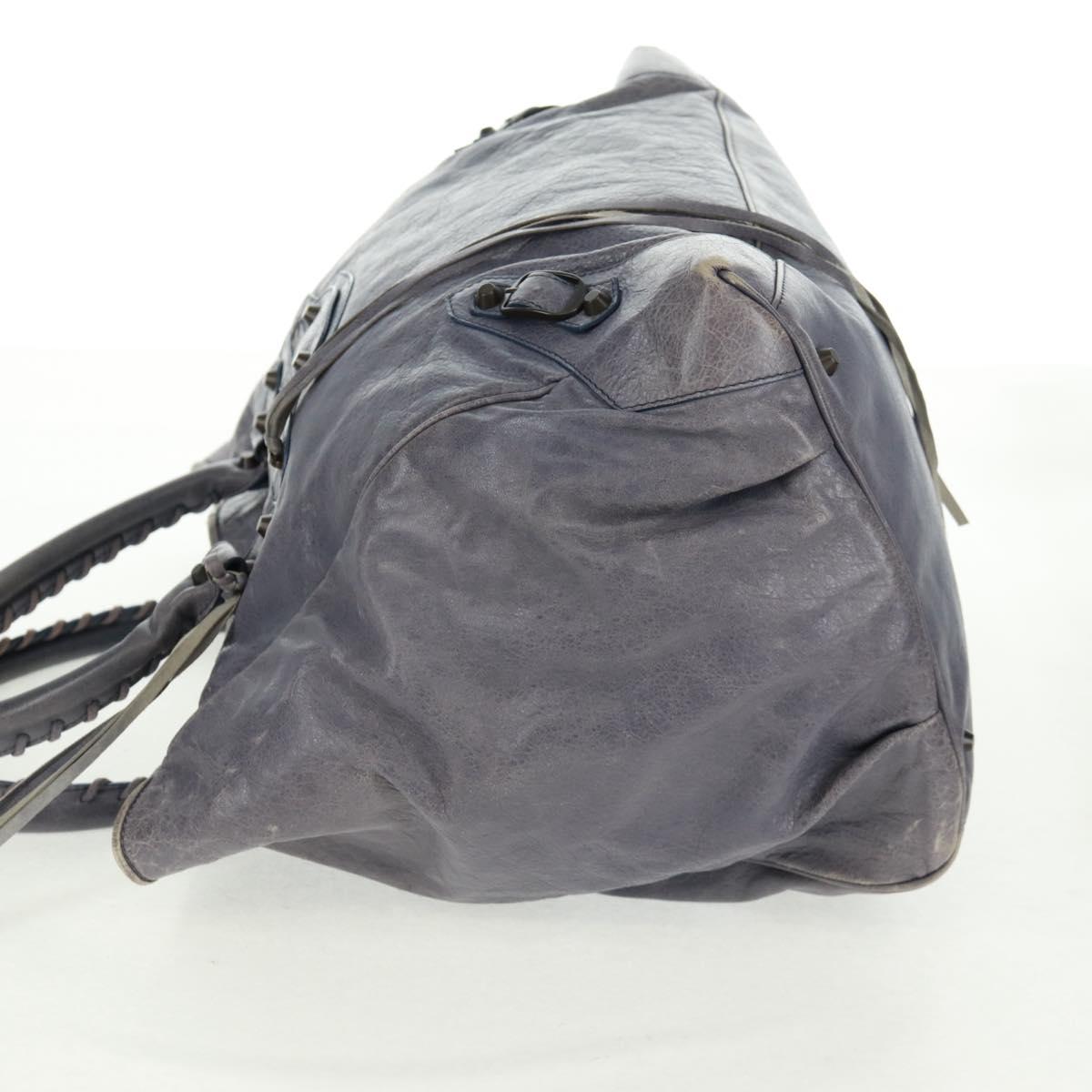 BALENCIAGA The Sunday Hand Bag Leather Purple Auth ep12816V