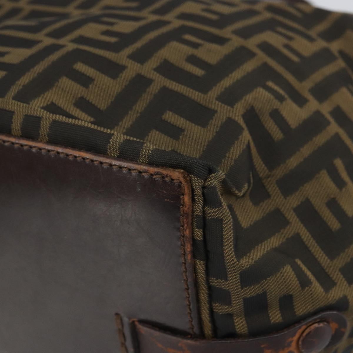 FENDI Zucca Canvas Hand Bag Black Brown Auth ep12817