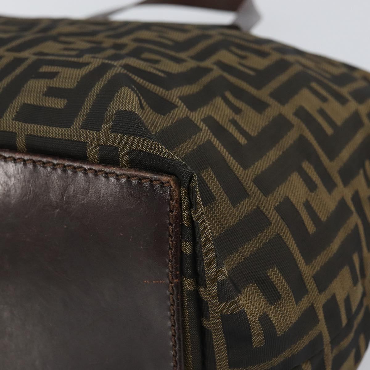 FENDI Zucca Canvas Hand Bag Black Brown Auth ep12817