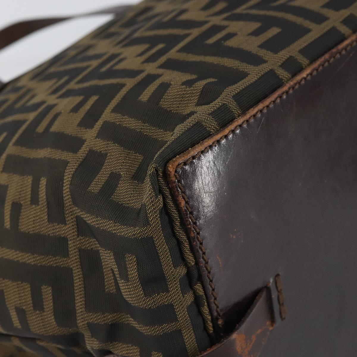 FENDI Zucca Canvas Hand Bag Black Brown Auth ep12817