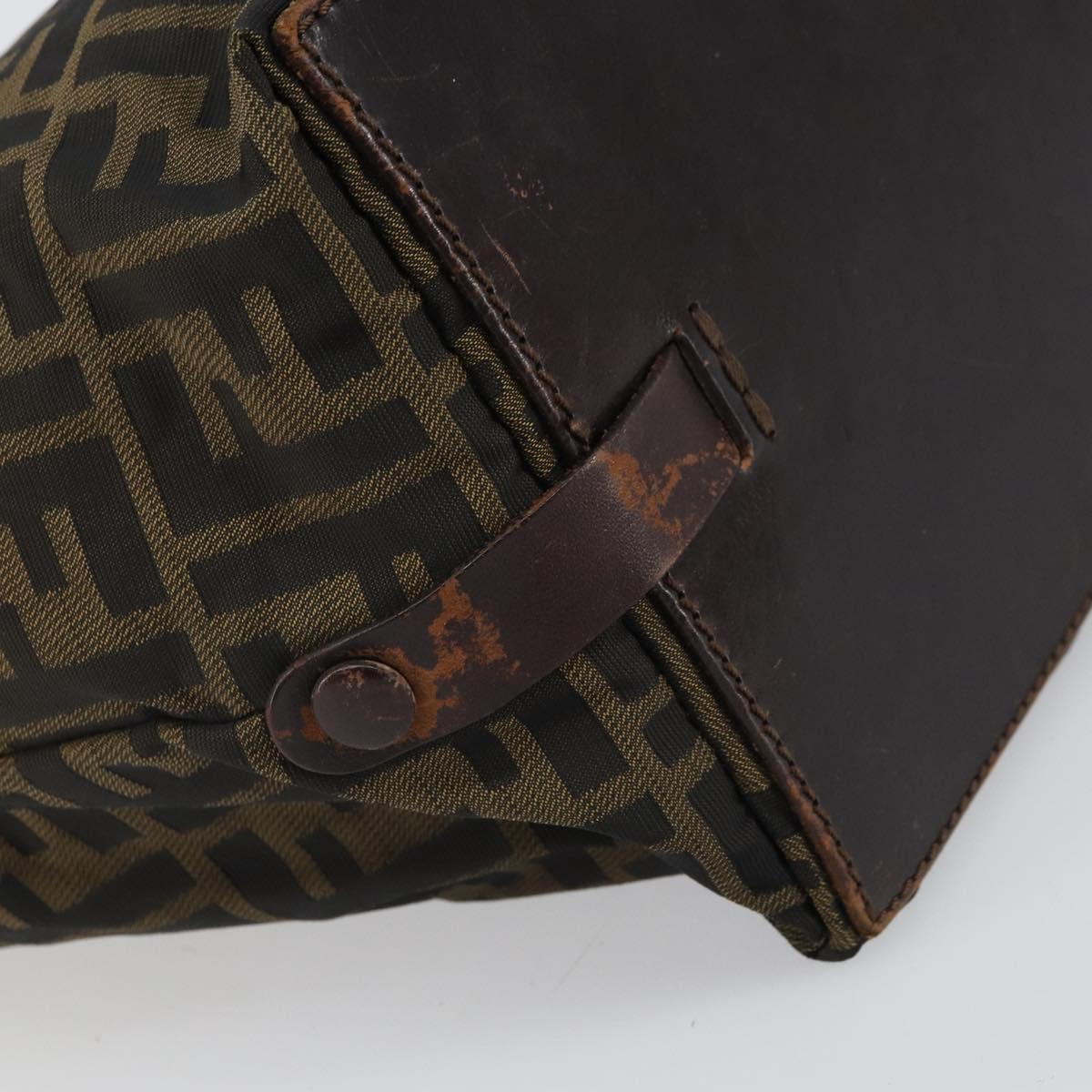 FENDI Zucca Canvas Hand Bag Black Brown Auth ep12817