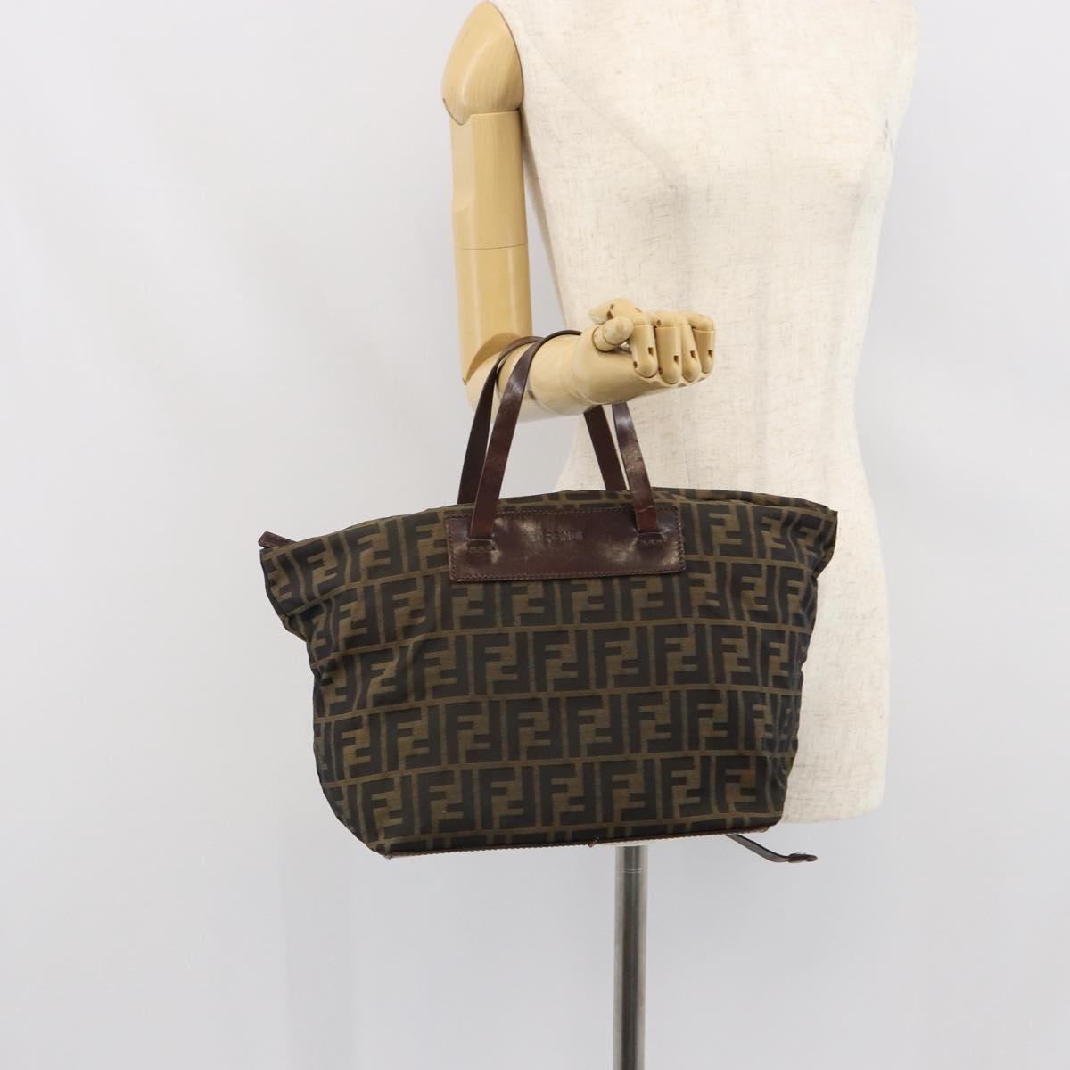FENDI Zucca Canvas Hand Bag Black Brown Auth ep12817