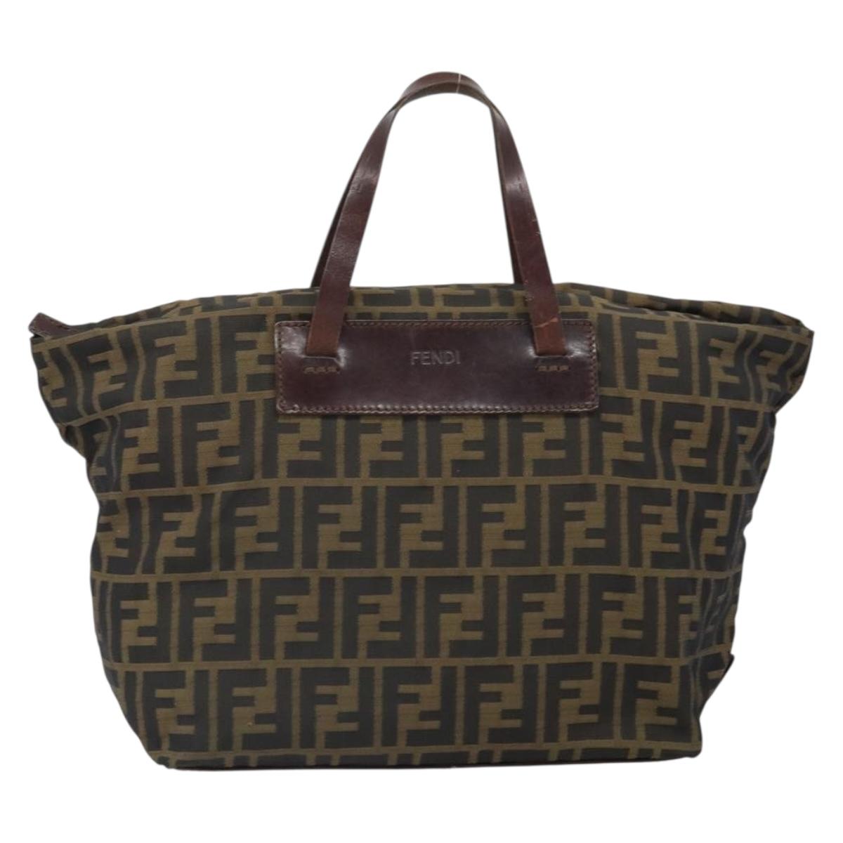 FENDI Zucca Canvas Hand Bag Black Brown Auth ep12817