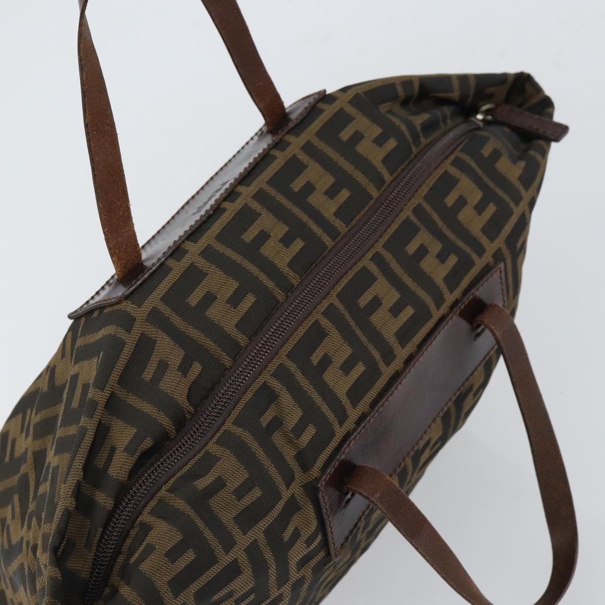 FENDI Zucca Canvas Hand Bag Black Brown Auth ep12817