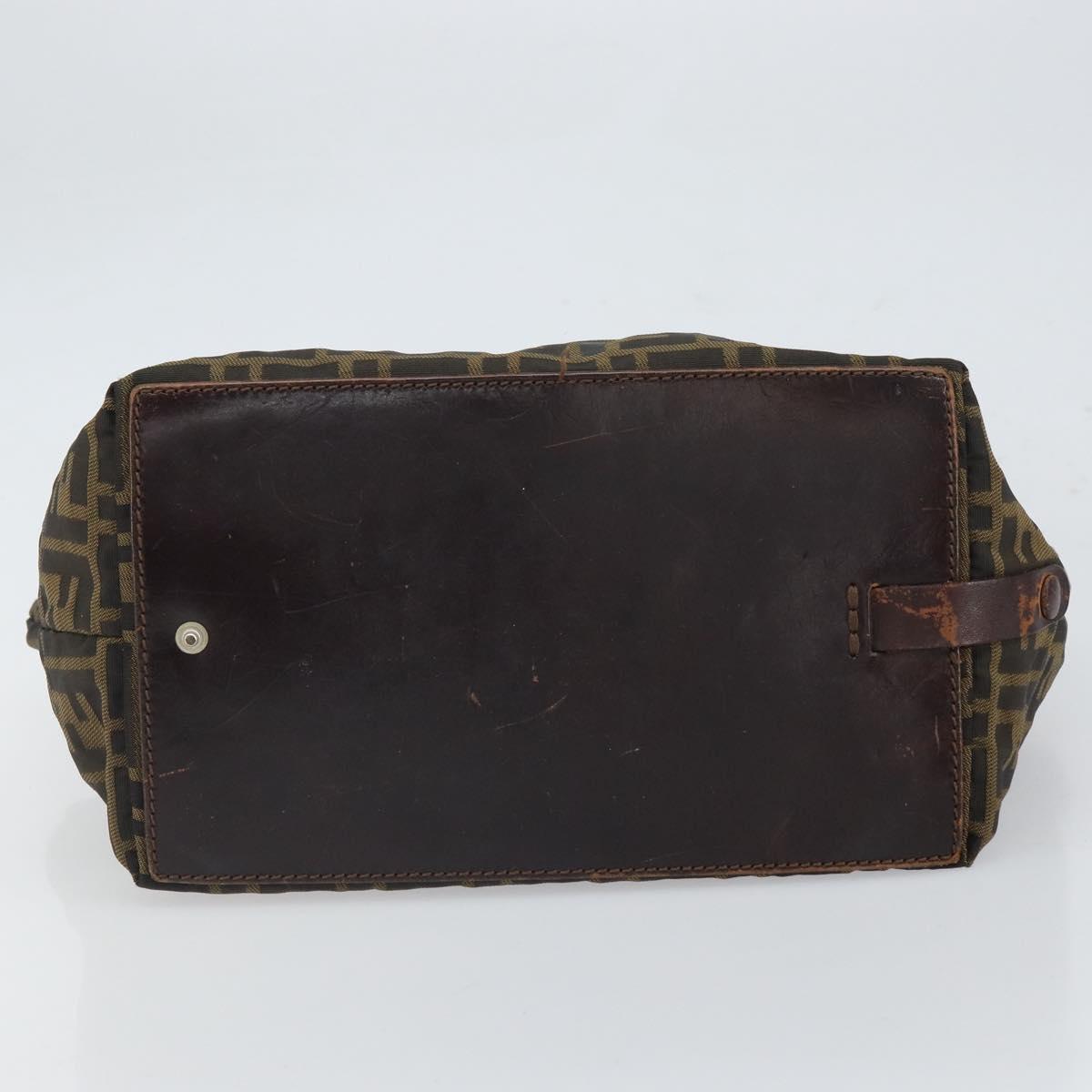 FENDI Zucca Canvas Hand Bag Black Brown Auth ep12817