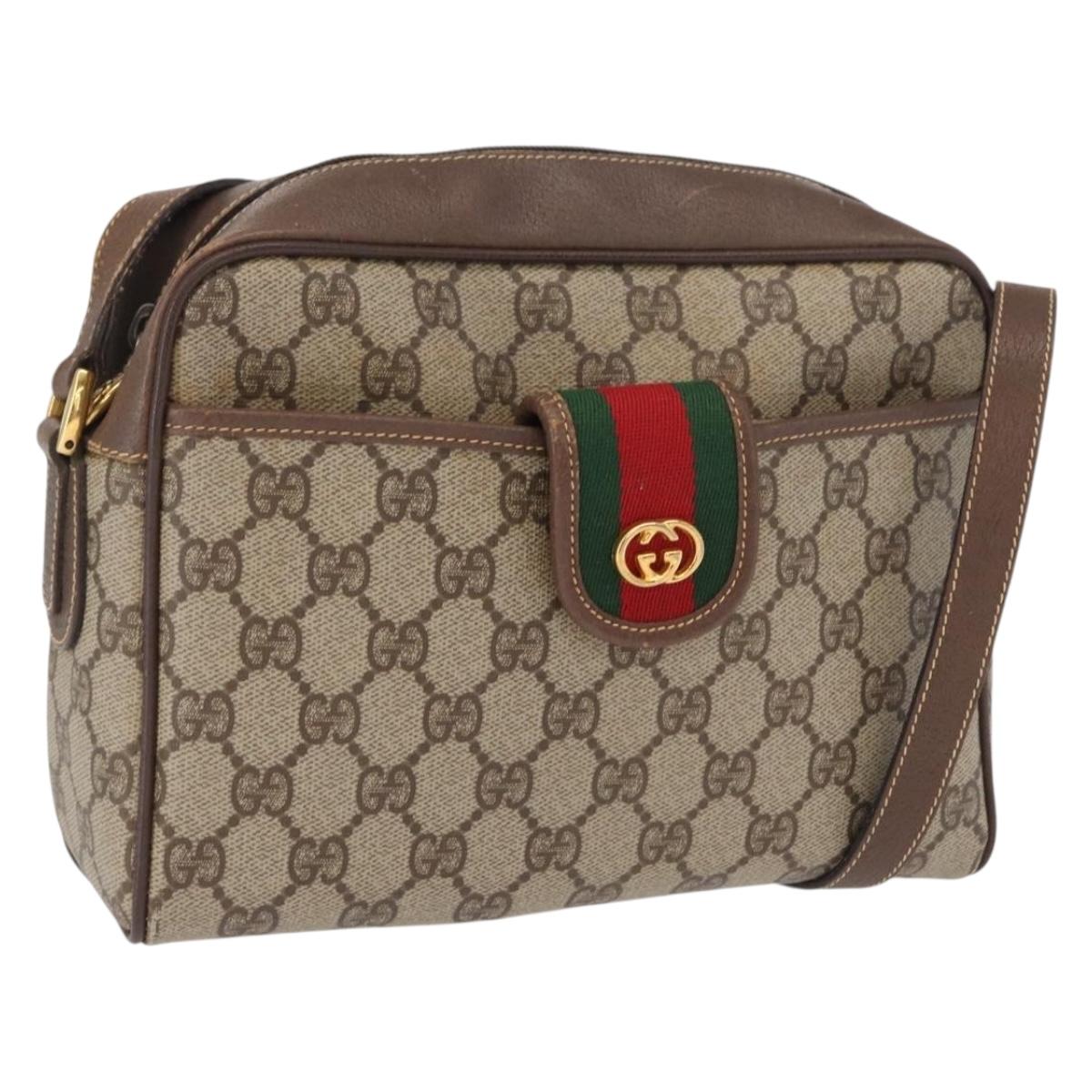 GUCCI GG Supreme Shoulder Bag PVC Beige Gold Auth ep12819