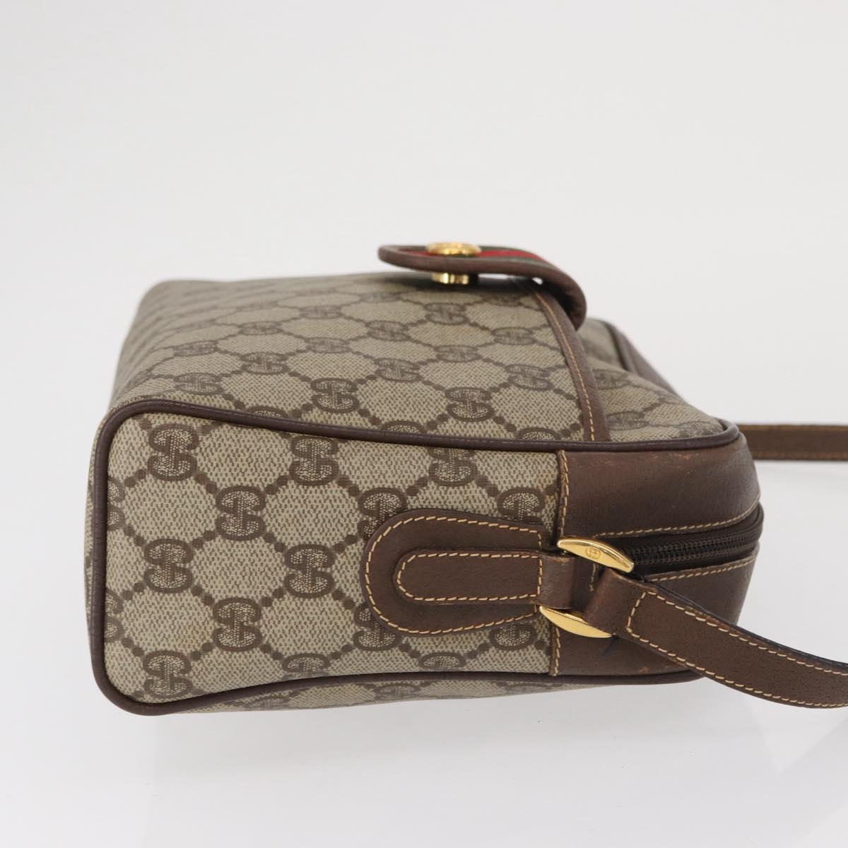 GUCCI GG Supreme Shoulder Bag PVC Beige Gold Auth ep12819