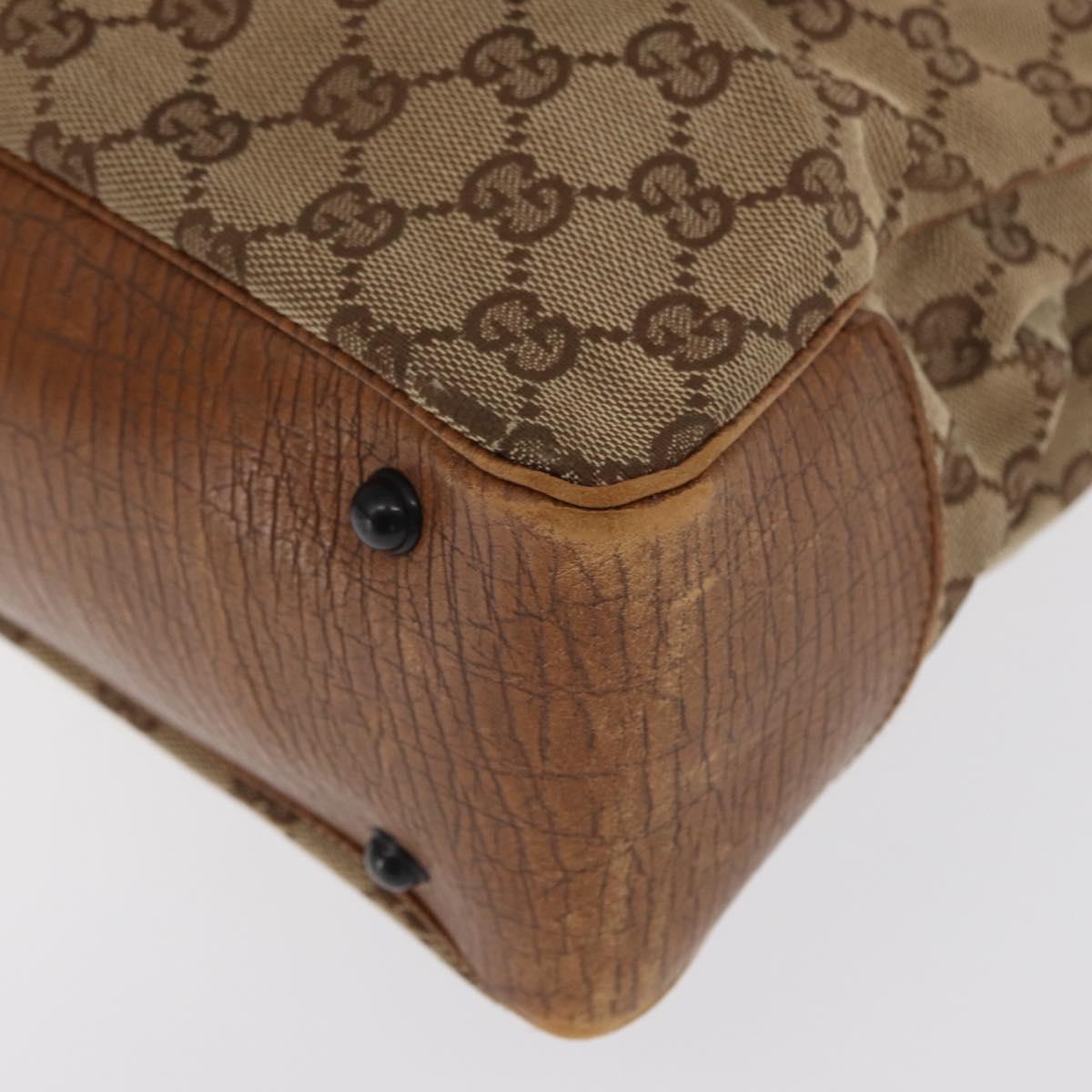GUCCI GG Canvas Bamboo Tote Bag Beige 112526 Auth ep12821