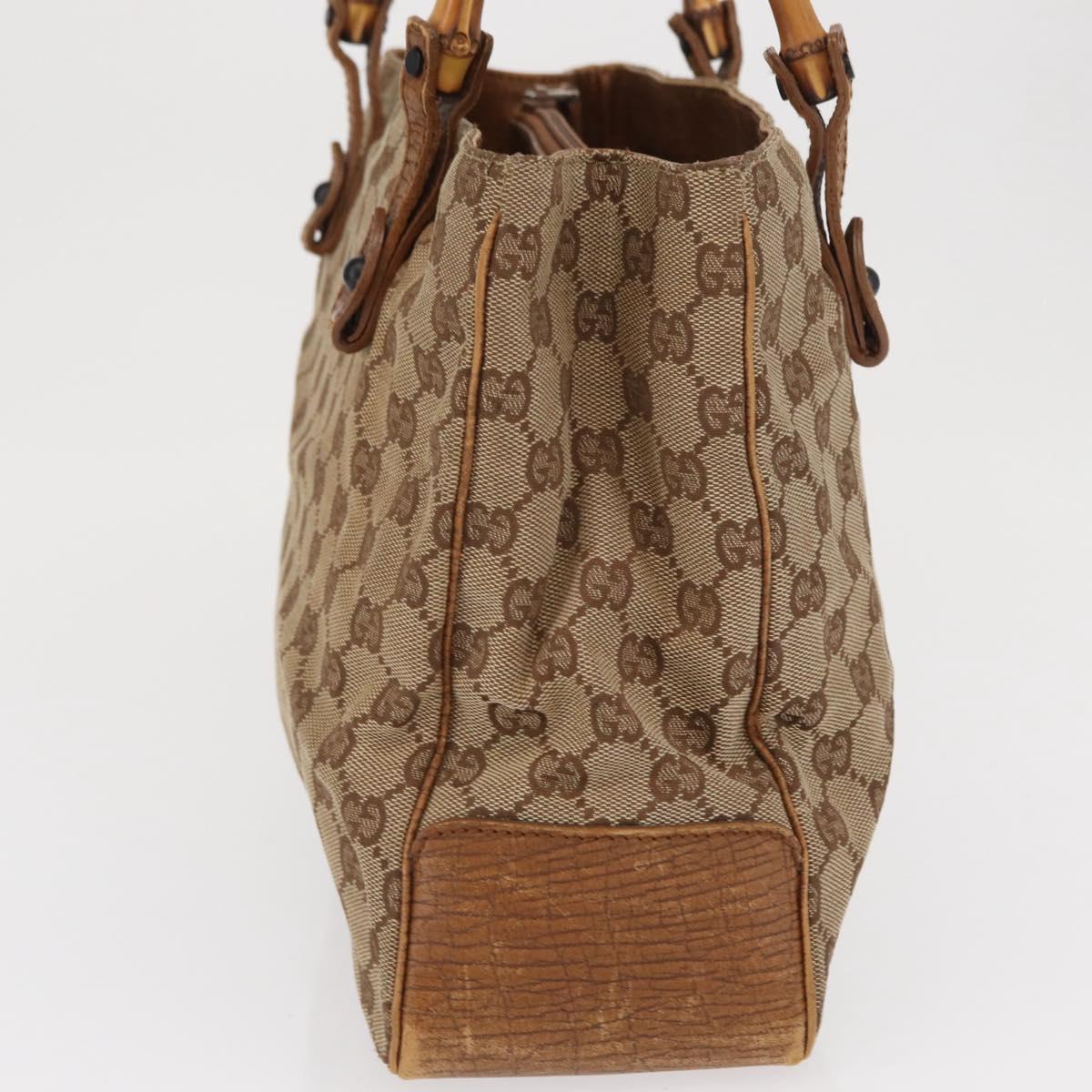 GUCCI GG Canvas Bamboo Tote Bag Beige 112526 Auth ep12821
