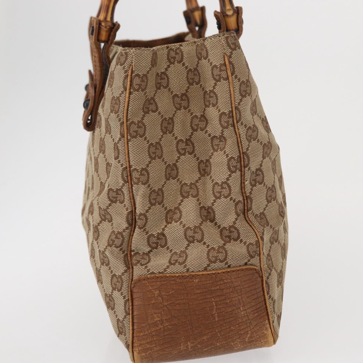 GUCCI GG Canvas Bamboo Tote Bag Beige 112526 Auth ep12821
