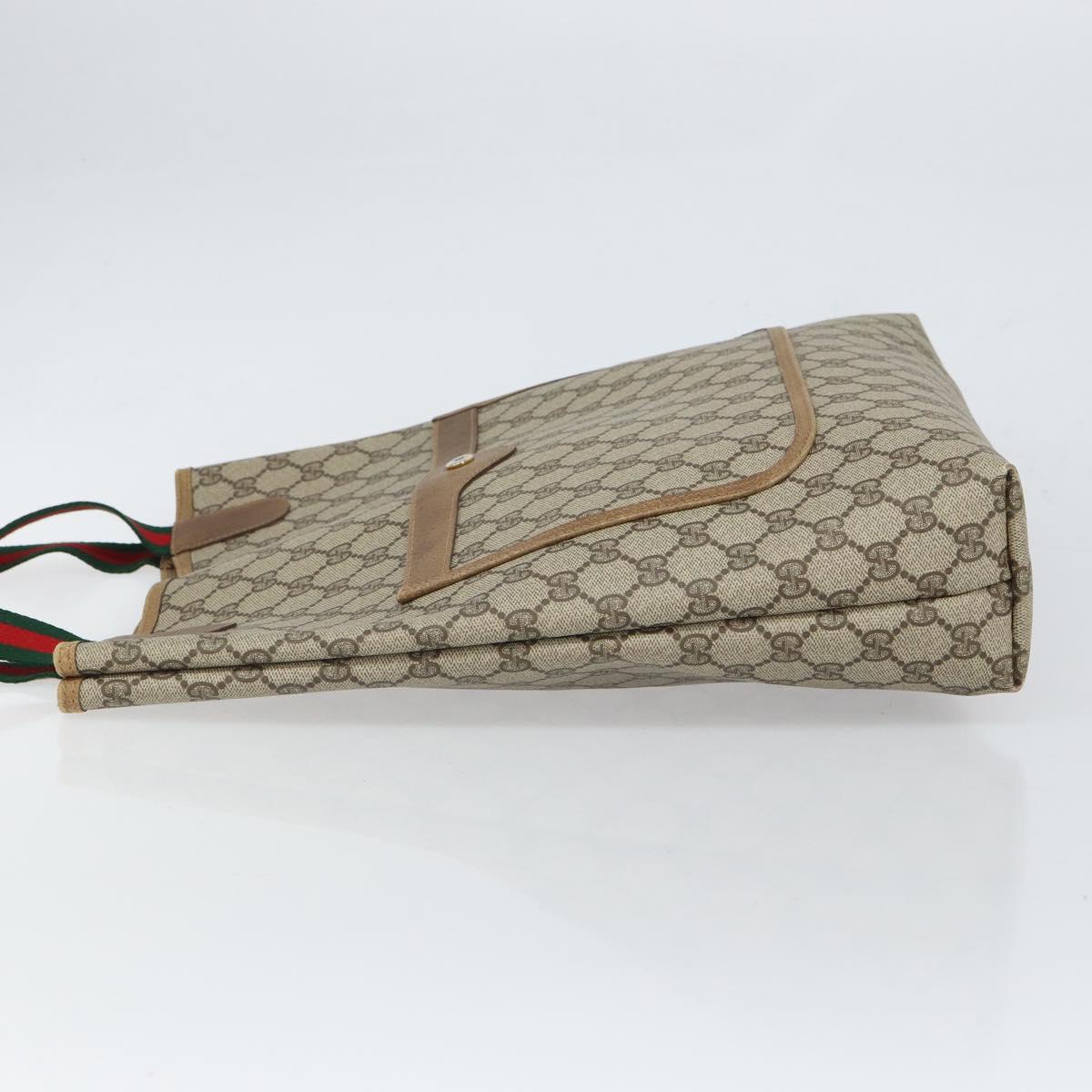 GUCCI GG Supreme Web Sherry Line Tote Bag PVC Beige 39 02 003 Auth ep12822