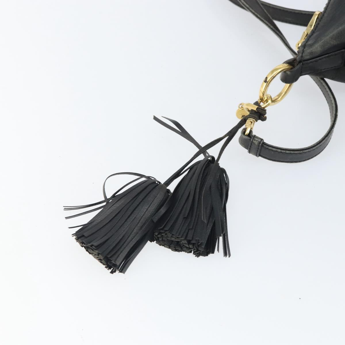 LOEWE Shoulder Bag Leather Black Gold Auth ep12832