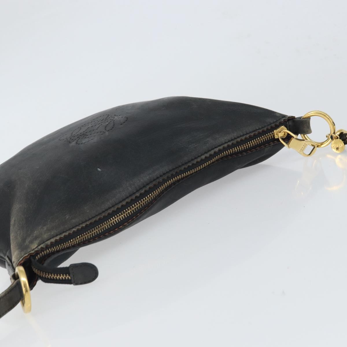 LOEWE Shoulder Bag Leather Black Gold Auth ep12832