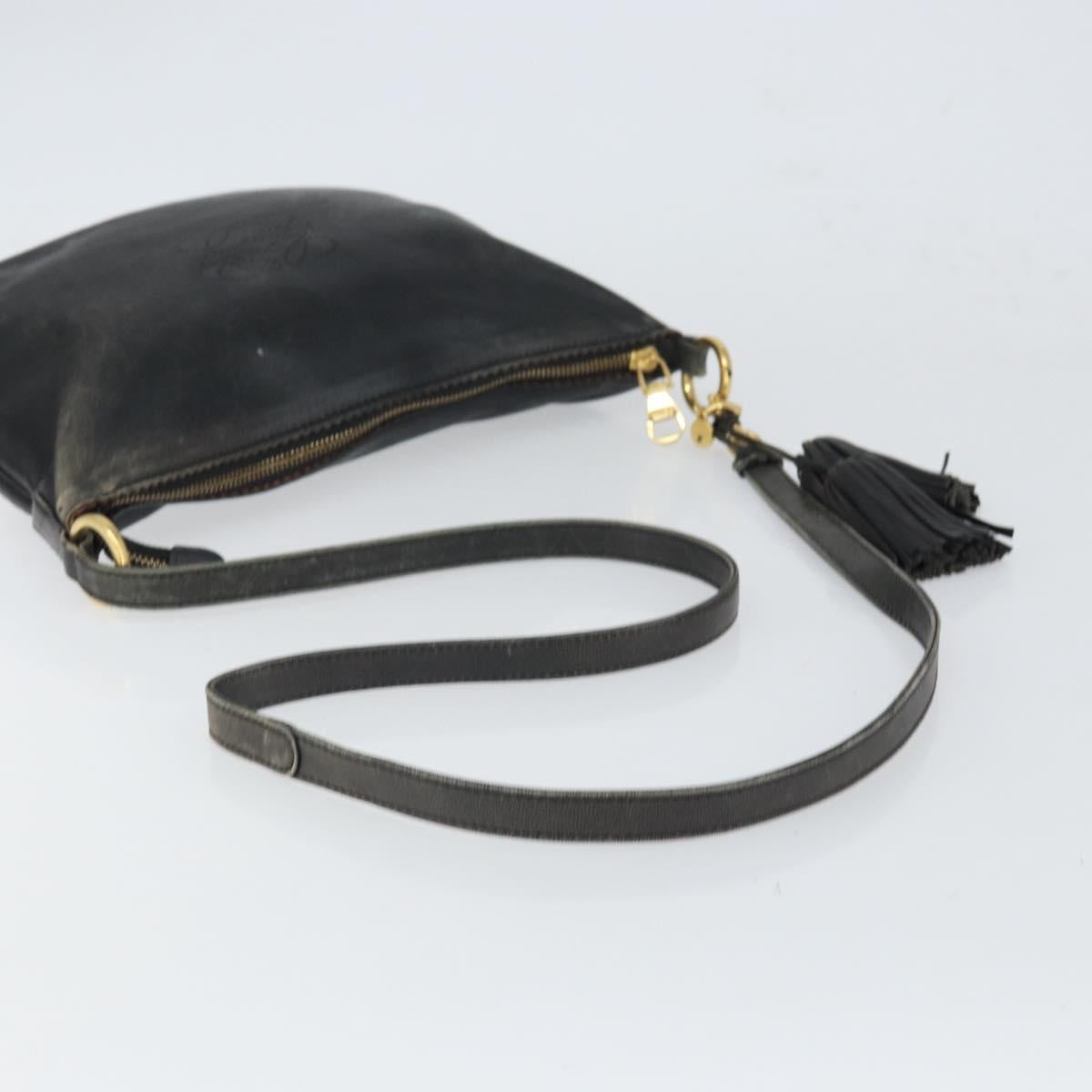 LOEWE Shoulder Bag Leather Black Gold Auth ep12832