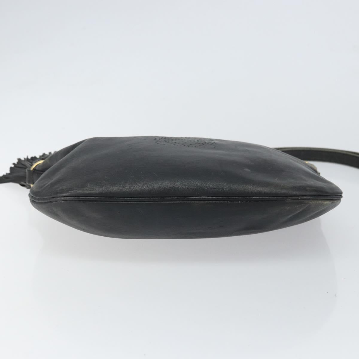 LOEWE Shoulder Bag Leather Black Gold Auth ep12832