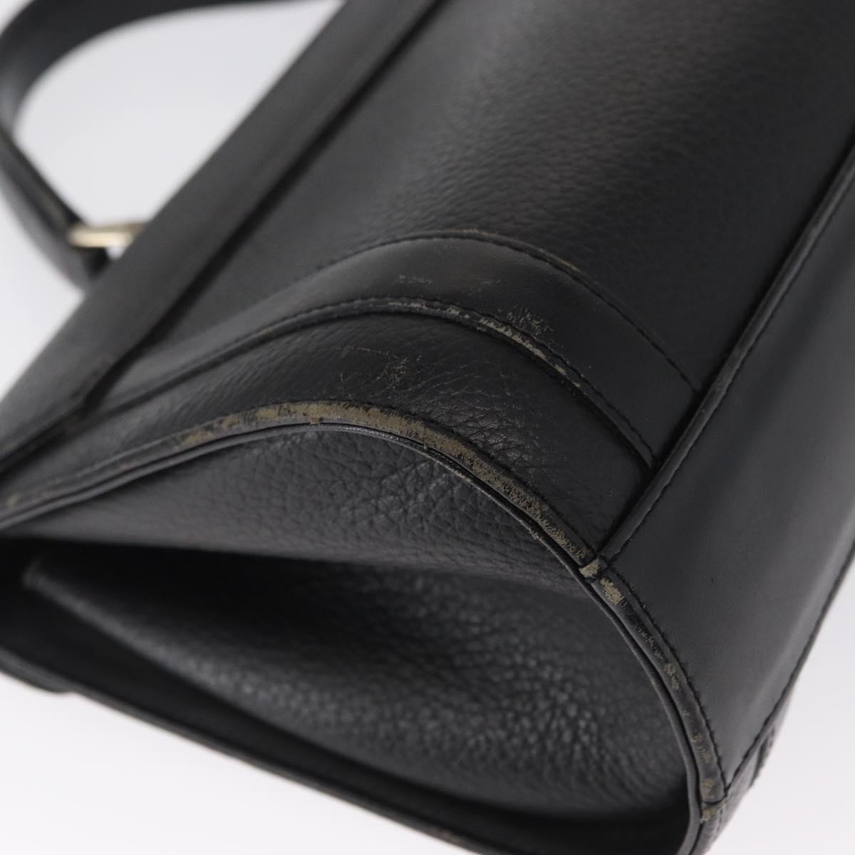Burberrys Hand Bag Leather Black Silver Auth ep12833