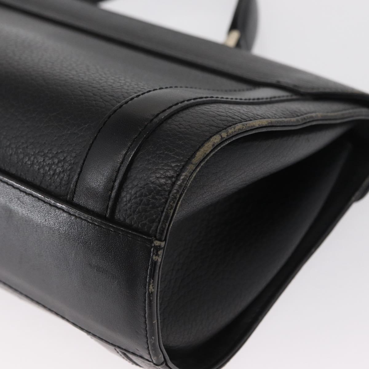 Burberrys Hand Bag Leather Black Silver Auth ep12833