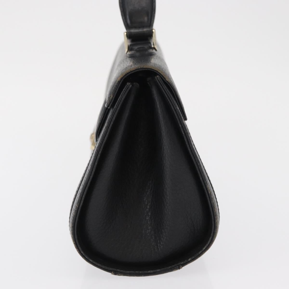 Burberrys Hand Bag Leather Black Silver Auth ep12833