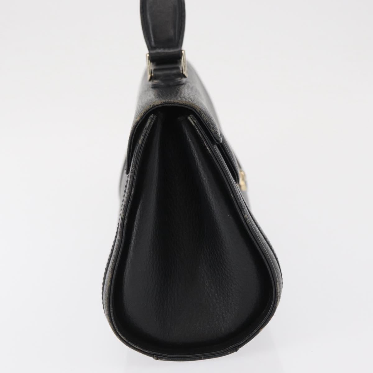Burberrys Hand Bag Leather Black Silver Auth ep12833