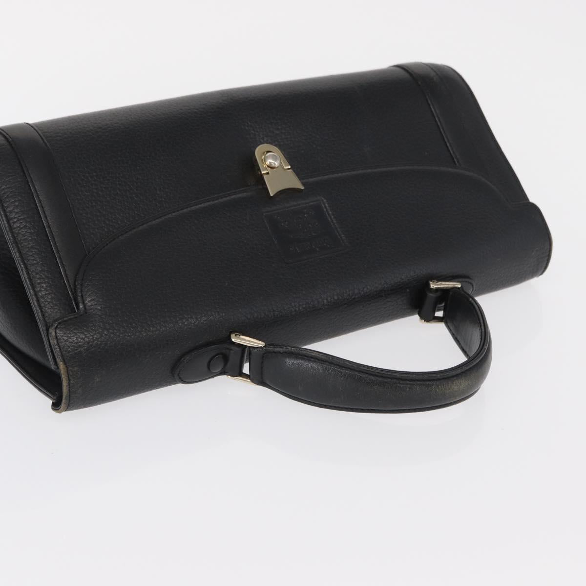 Burberrys Hand Bag Leather Black Silver Auth ep12833