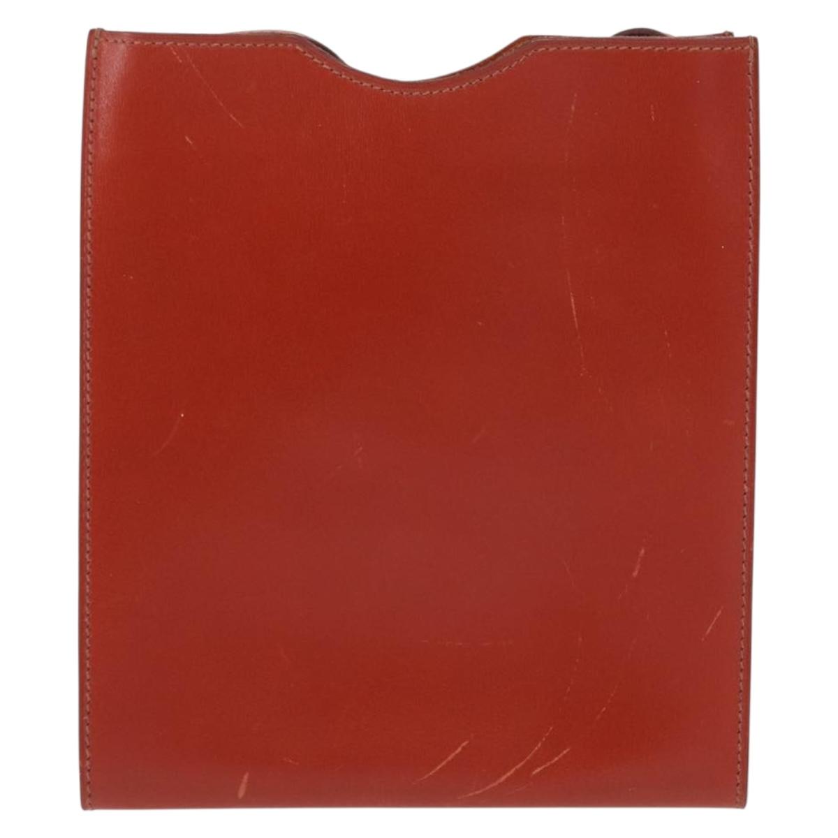 HERMES Shoulder Bag Leather Red Auth ep12834