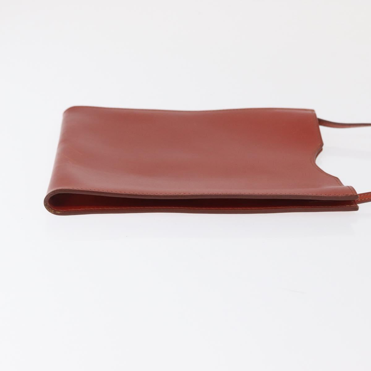 HERMES Shoulder Bag Leather Red Auth ep12834