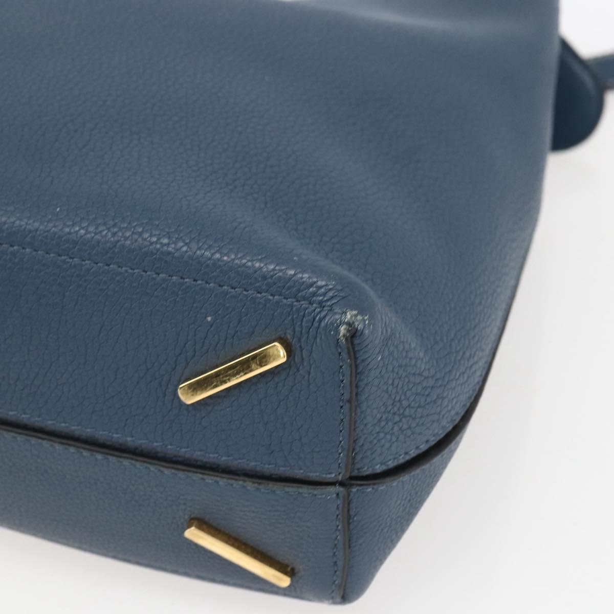 LOEWE Shoulder Bag Leather Blue Gold Auth ep12843