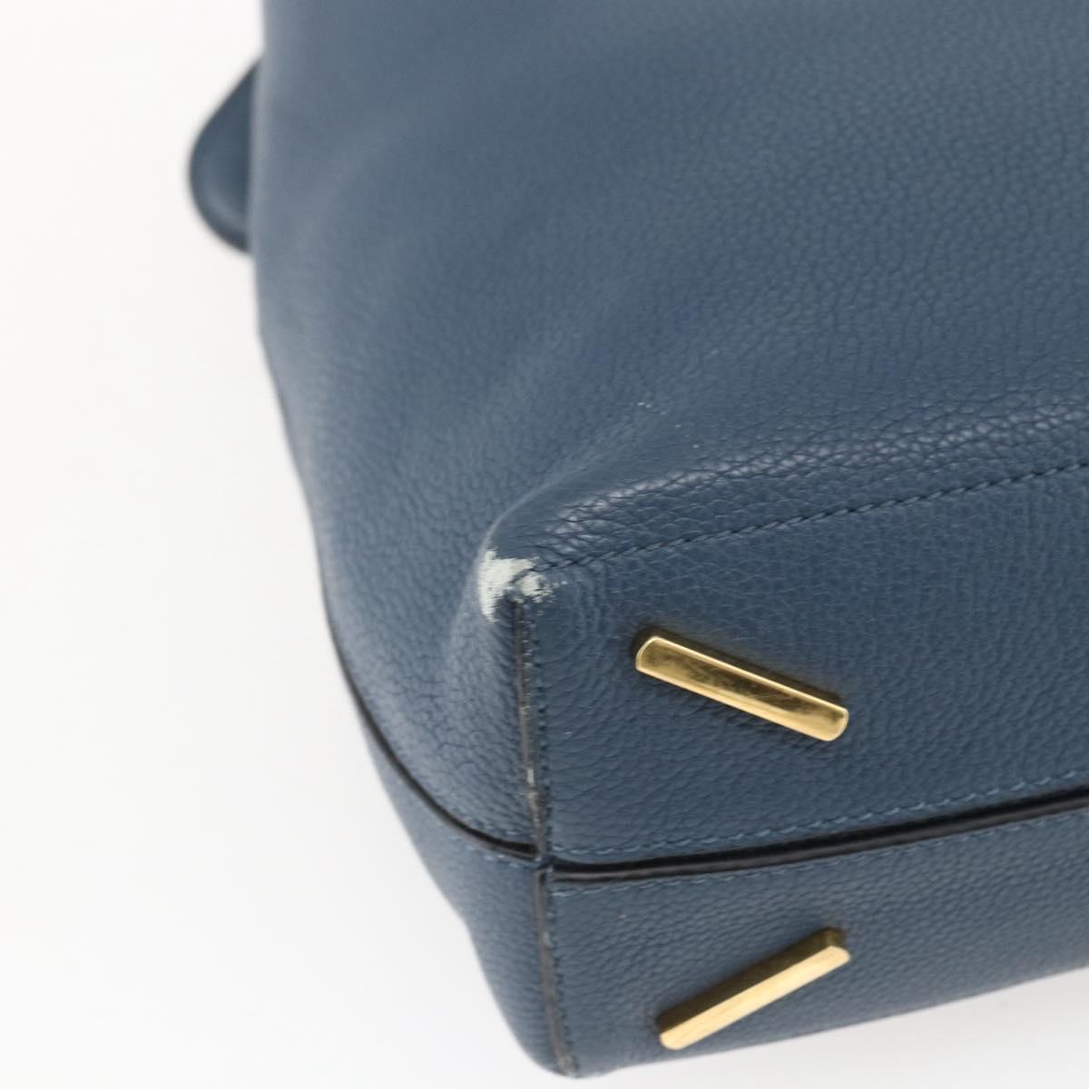 LOEWE Shoulder Bag Leather Blue Gold Auth ep12843