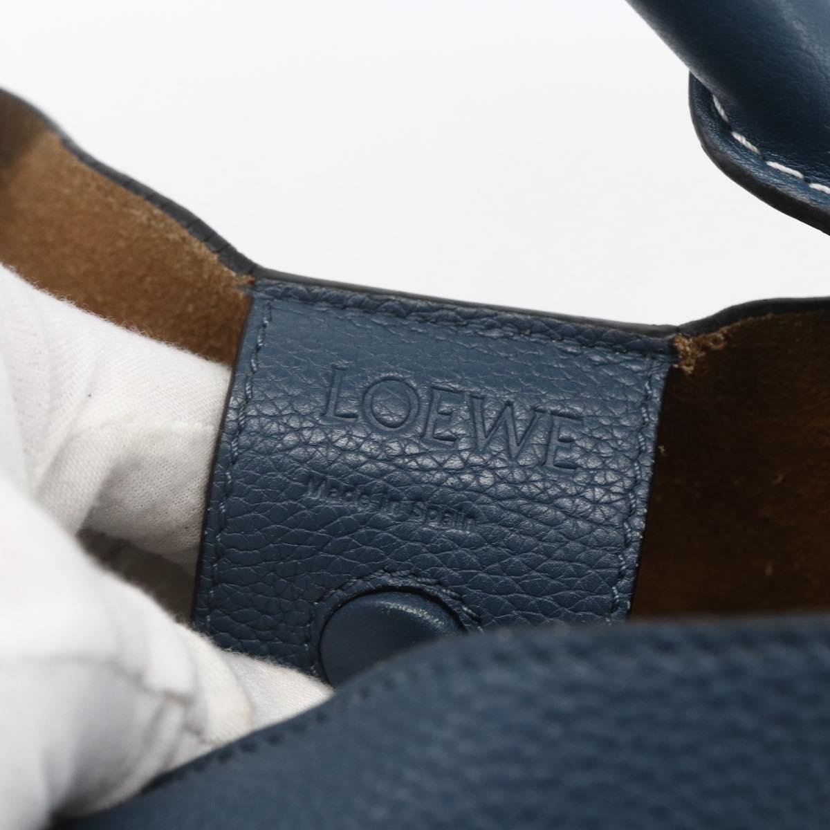 LOEWE Shoulder Bag Leather Blue Gold Auth ep12843