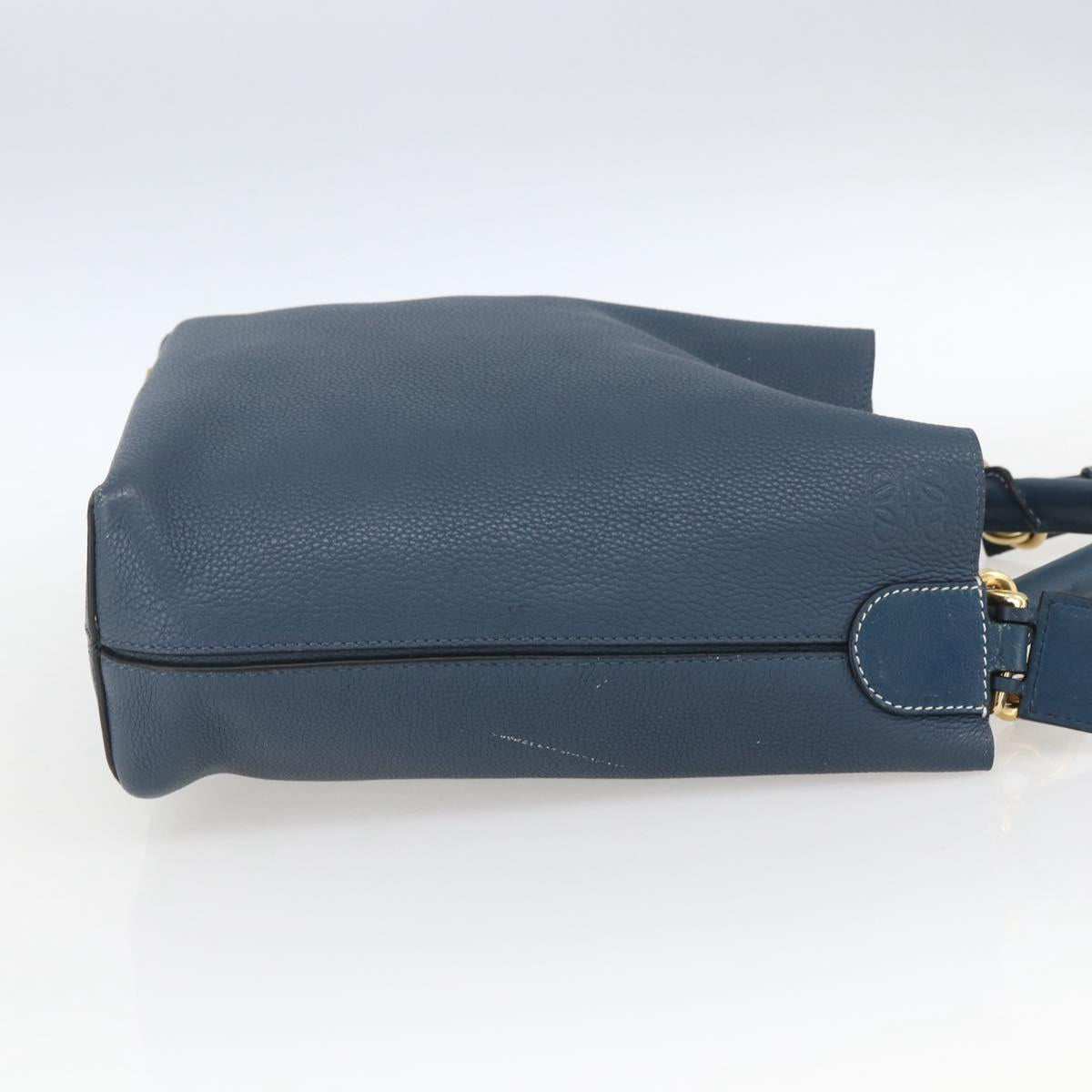 LOEWE Shoulder Bag Leather Blue Gold Auth ep12843